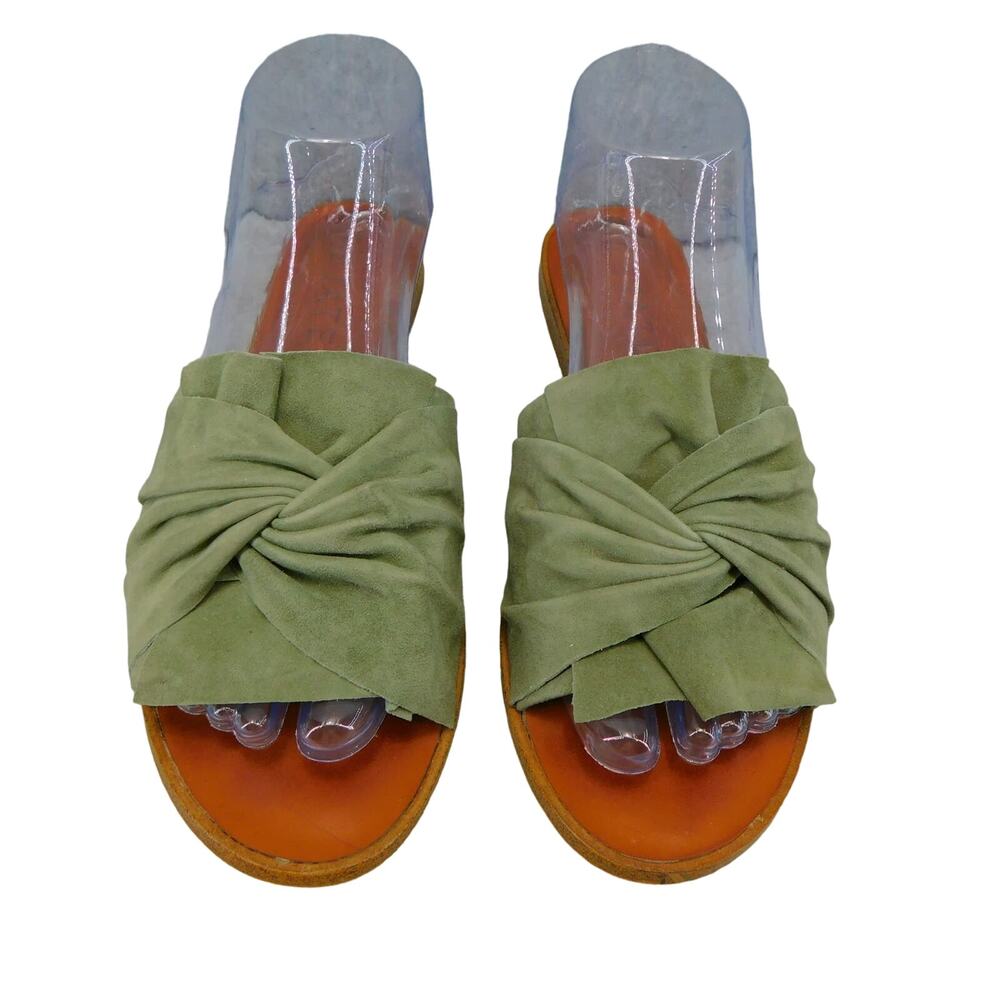 1State Womens Shoes Chevonn Suede Olive Slide Sandal - Size 8
